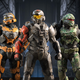 Spartans from Halo standing in a group.